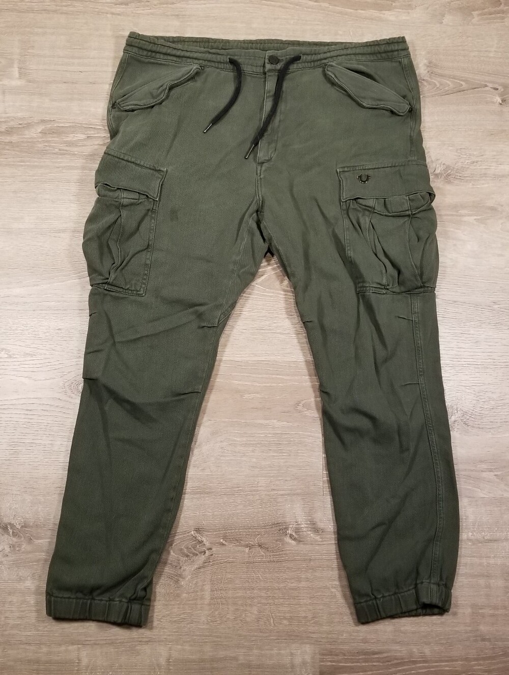 Vintage True Religion Mens 38x30 Green Cargo Army Military Paratrooper Pants
